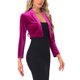 thumbnail image 4 of Inspire Chic Chaquetas de terciopelo para mujer, cárdigan de manga larga, frente abierto, chaqueta bolero corta S color rosa intenso, 4 of 6