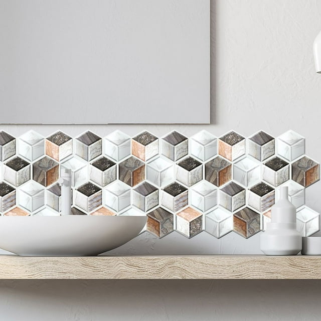 Toystoory 10 Uds. Calcomanía de pared 3D anticolisión, pegatina de pared 3D anticolisión, Panel de pared de ladrillo Irregular de PVC Decoración del hogar #542
