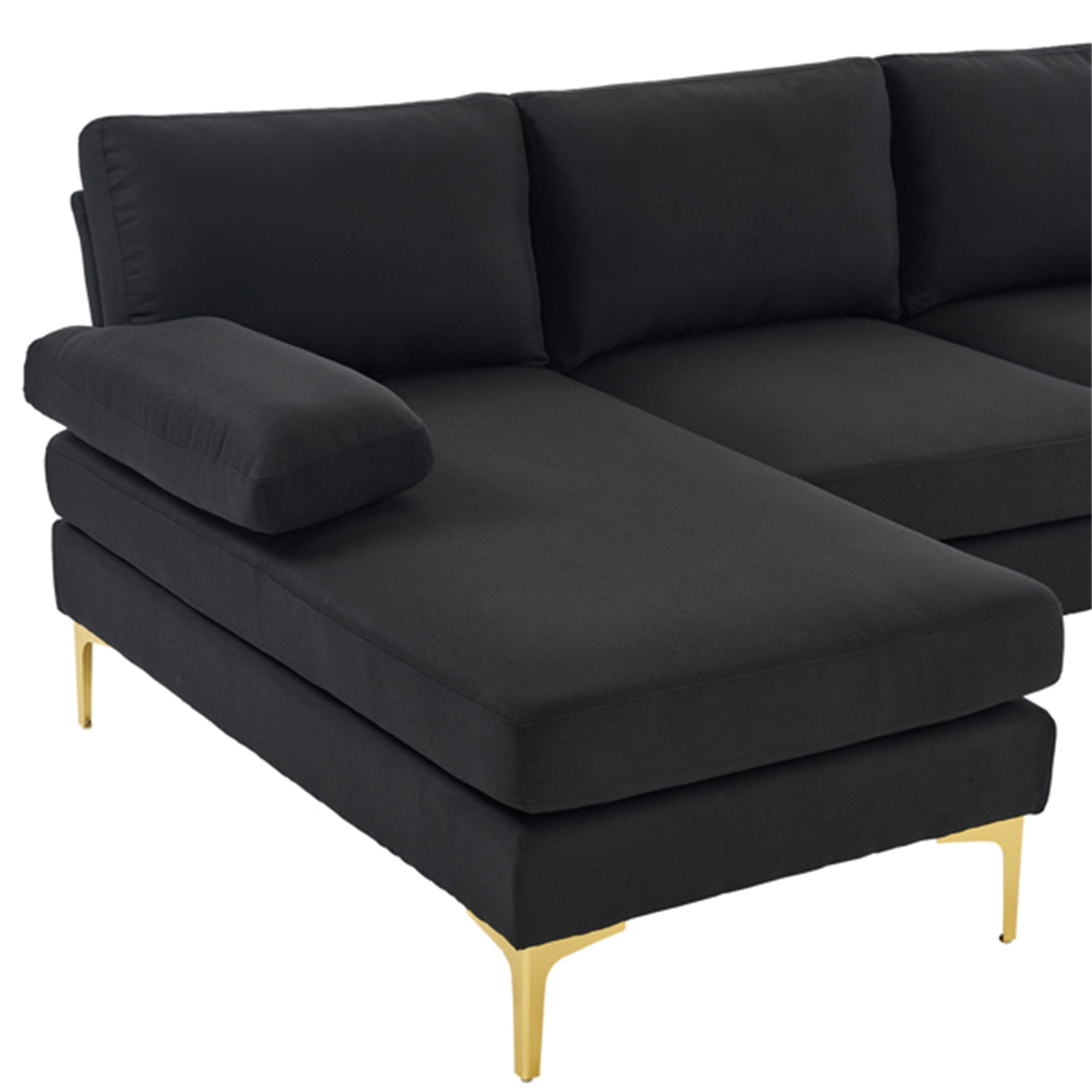 YYAo Reversible Modular Sectional Sofa Bed, Couch with Large Chaise U-Shape Modular for Small Space Apartment, Living Room, Black