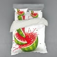 thumbnail image 2 of Ambesonne Modern Bedding Set 3 Pcs, Watermelon Cuts Juice, Twin XL, Red White and Fern Green, 2 of 3