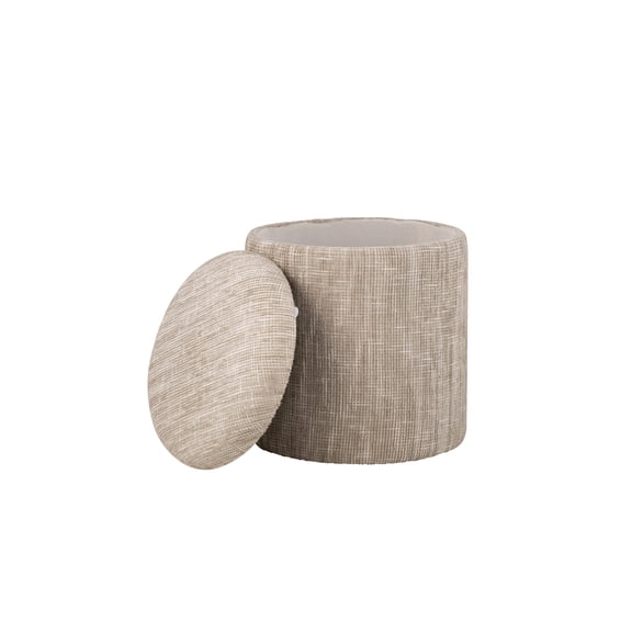 Handwoven Ourea Natural Striped Chenille Storage Ottoman