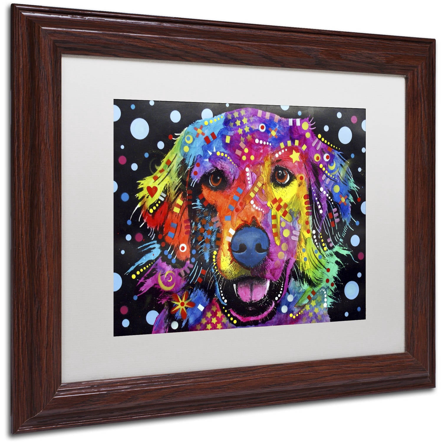 Trademark Fine Art "Golden Retriever II" Canvas Art by Dean Russo, White Matte, Wood Frame