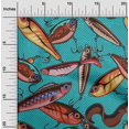 thumbnail image 2 of oneOone Cotton Jersey Turquoise Green Fabric Fish Sewing Craft Projects Fabric Prints By Yard 58 Inch Wide, 2 of 4