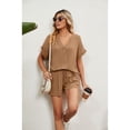 thumbnail image 4 of XCHQRTI Women 2024 Casual 2 Piece Outfits V Neck Tshirts High Waisted Shorts with Pockets, 4 of 7