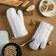 thumbnail image 2 of Martha Stewart Daisy Stripe Oven Mitt Set 2-Pack, Beige/Brown, 7"x13", 2 of 10