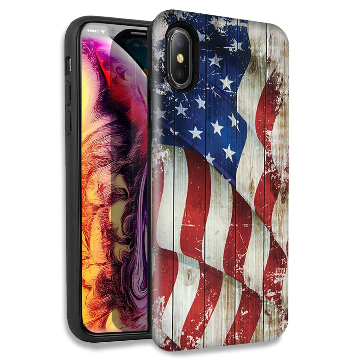 Mundaze Vintage American Flag Double Layer Hybrid Case Cover For Apple iPhone XS Max Mundaze Vintage American Flag Double Layer Hybrid Case Cover For Apple iPhone XS Max