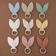 thumbnail image 2 of KEINXS Free Natural Beech Wood Baby Teether Cotton Rabbit Ears Newborn Teething Ring Rodent Gum Pain, 2 of 5