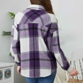 thumbnail image 6 of Women's Button Down Plaid Shirt Jacket Long Sleeve Classic Fit Lapel Baggy Casual Tops Shackets with Pockets, 6 of 8