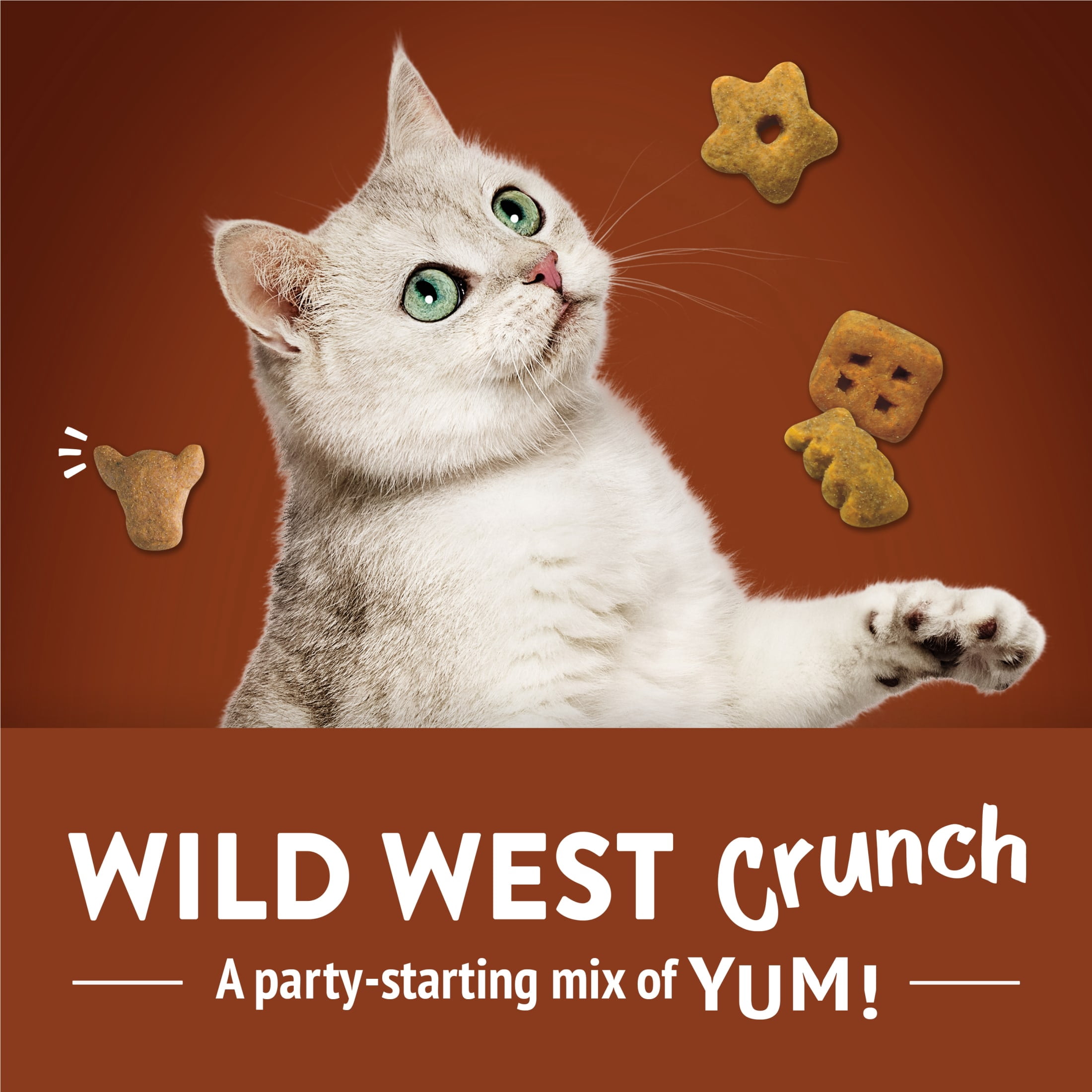 (12 pack) Purina Friskies Party Mix Wild West Crunch Cat Treats, Beef, Liver, & Cheddar, 2.1 oz Bag, 10 Pack
