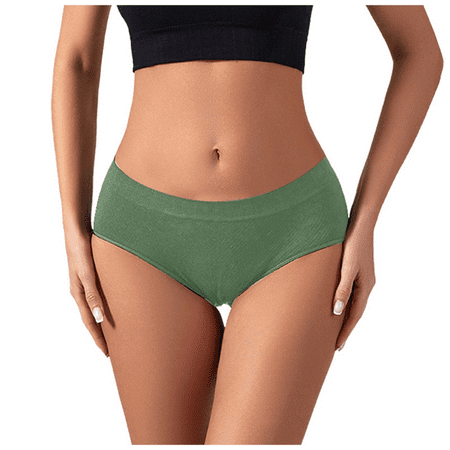 Fulorrnie Underwear for Women Seamless Briefs Comfort Breathable Panties Elastic Waist Moisture Wicking Stretchable Panty Green XL