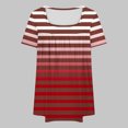 thumbnail image 5 of Women Plus Size Shirts Short Sleeve Tshirt Striped Pleated Pullover Casual Curved Hem Blouse Summer, 5 of 5