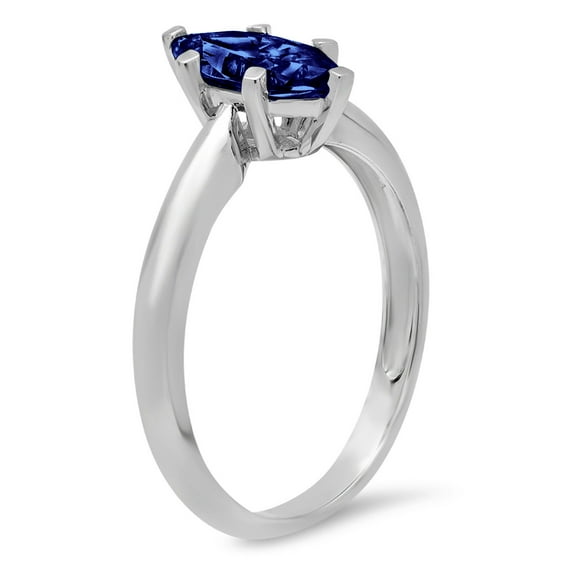 1.5 ct Marquise Cut Simulated Tanzanite Solitaire Engagement Ring for Women in 14K White Gold
