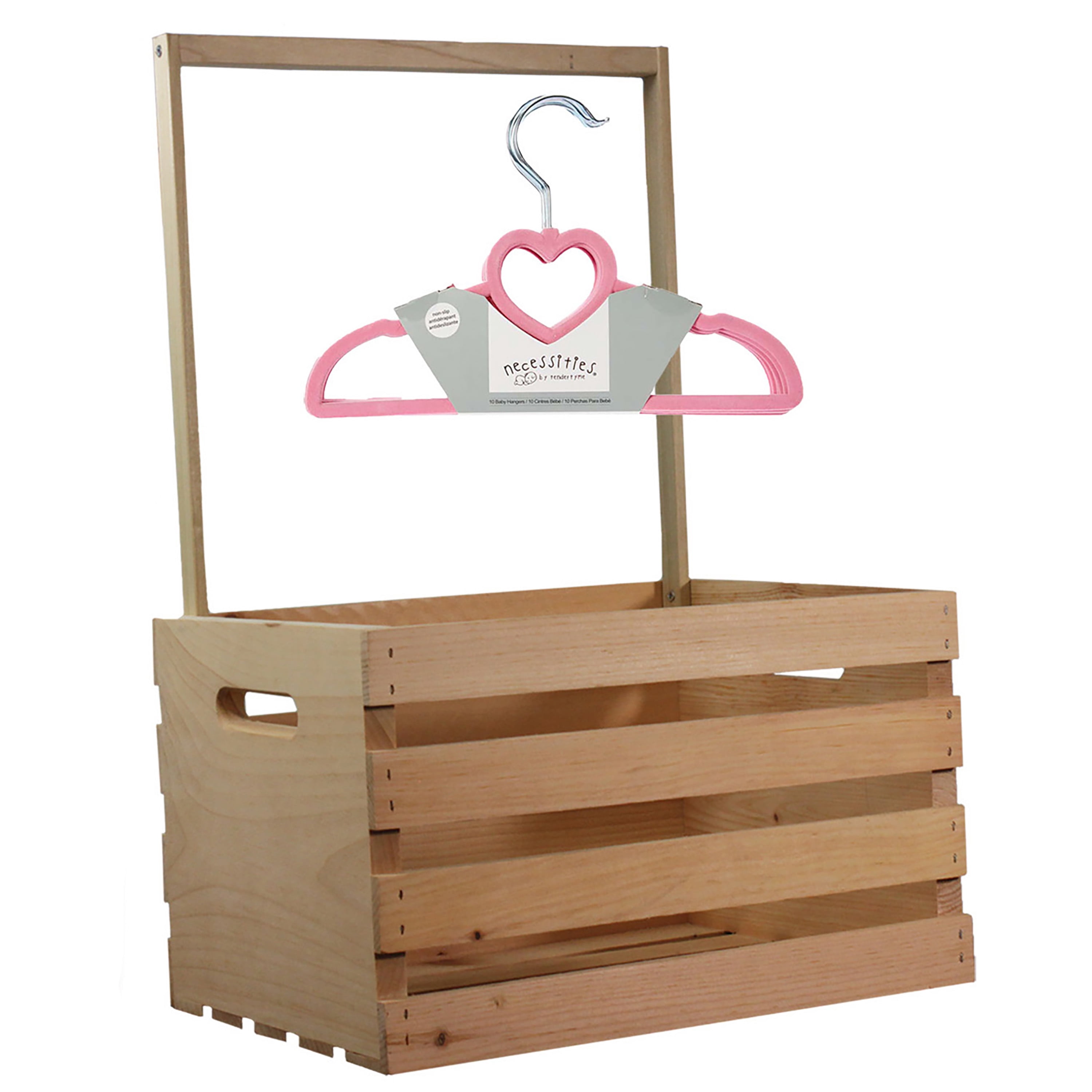 Baby Shower Wardrobe Crate & 10 Clothes Hangers Kit, Baby Shower Gift Crate, Pink