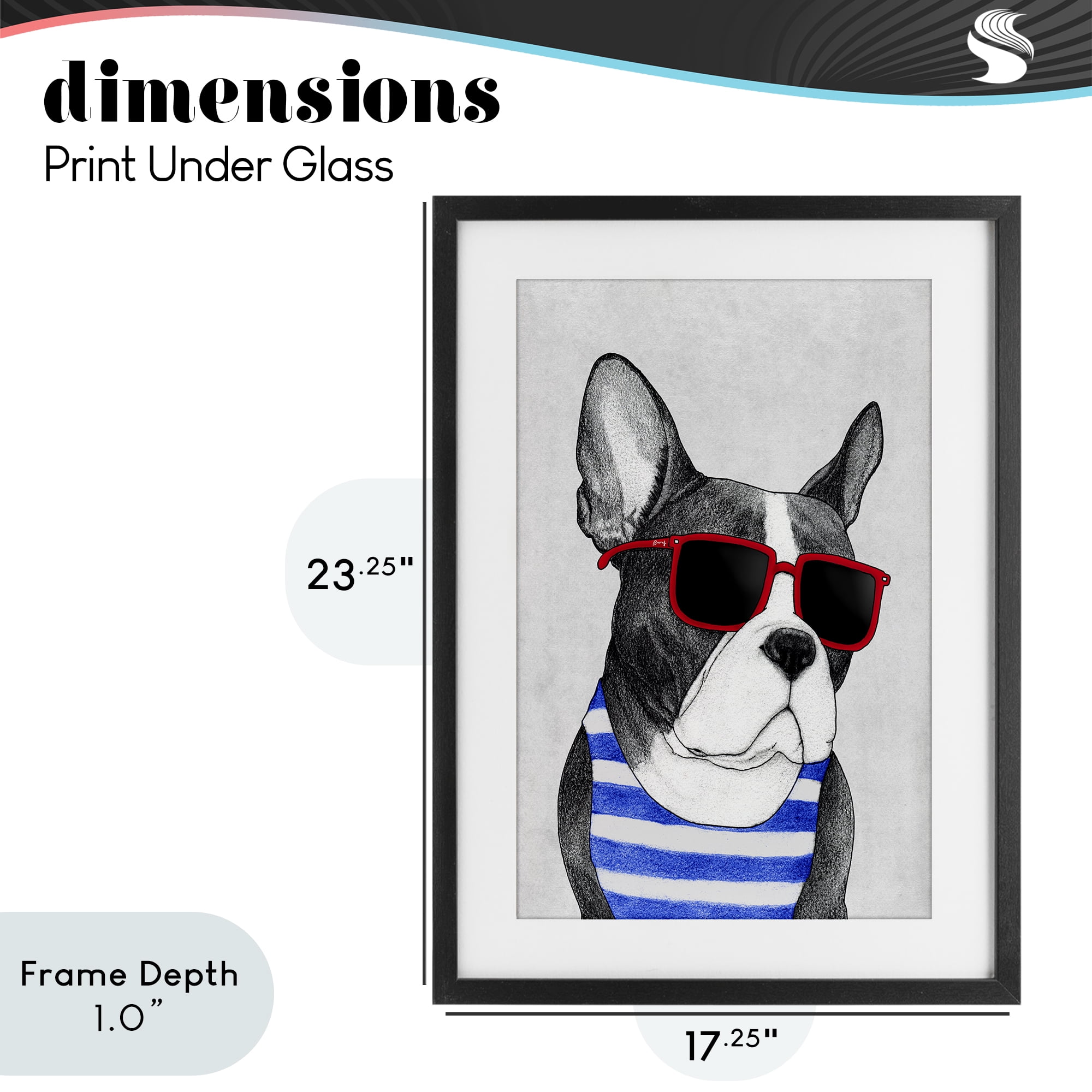 Stupell Industries Frenchie Summer Style Black Framed Print Under Glass, design by Barruff