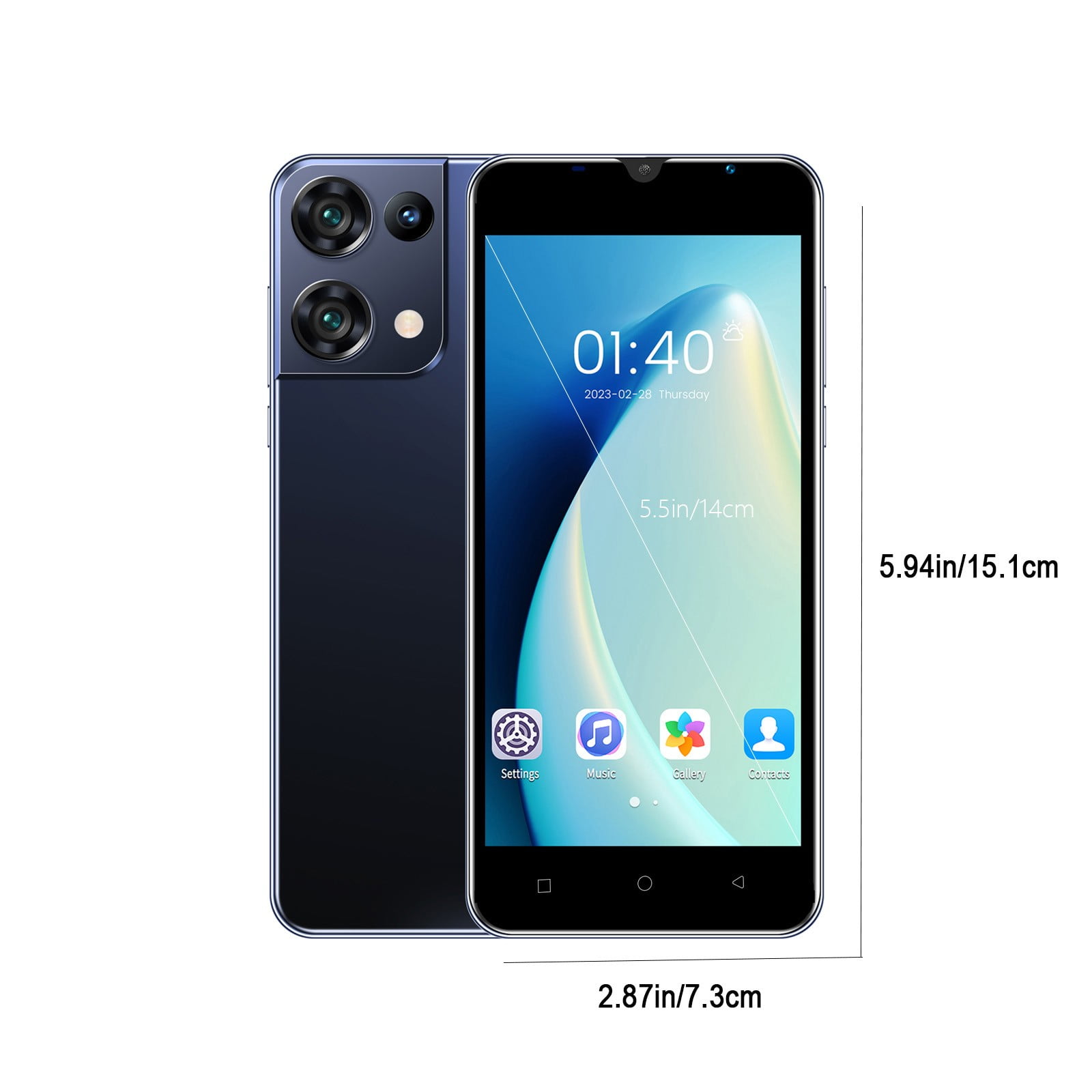 Elainilye Android Phone, 5.5 Inch 16GB Dual SIM 3G Network Mobile Phone with 3200mAh Battery, Includes Charger USB Cable Earphones Screen Protector Case, Black