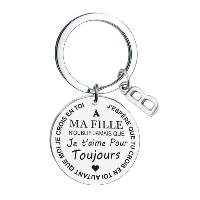 Freach Diy To My Daughter Stainless Steel Last Name 26 Letter Keychain 3X3Cm