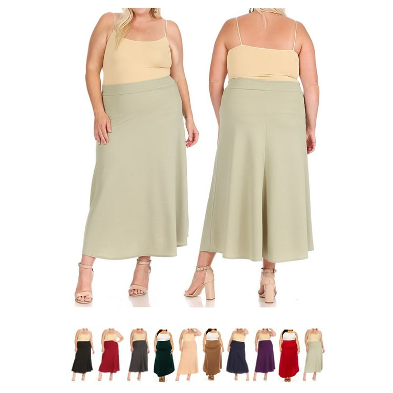 Women's Plus Size Solid Flare A-line Long Skirt - Walmart.com Women's Plus Size Solid Flare A-line Long Skirt - Walmart.com
