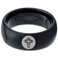 thumbnail image 2 of Tungsten Christian Catholic Cross Heart Shaped Band Ring 8mm Men Women Comfort Fit Black Dome Polished, 2 of 4