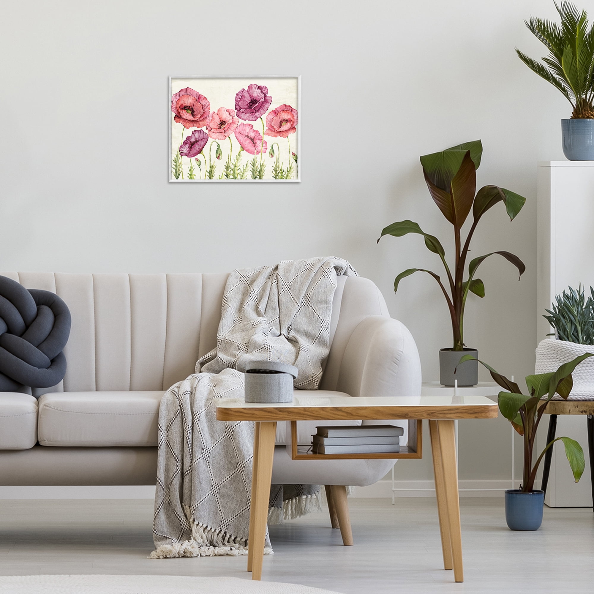 Stupell Industries Poppy Days Vintage Blooms White Framed Giclee Art, design by Kim Allen