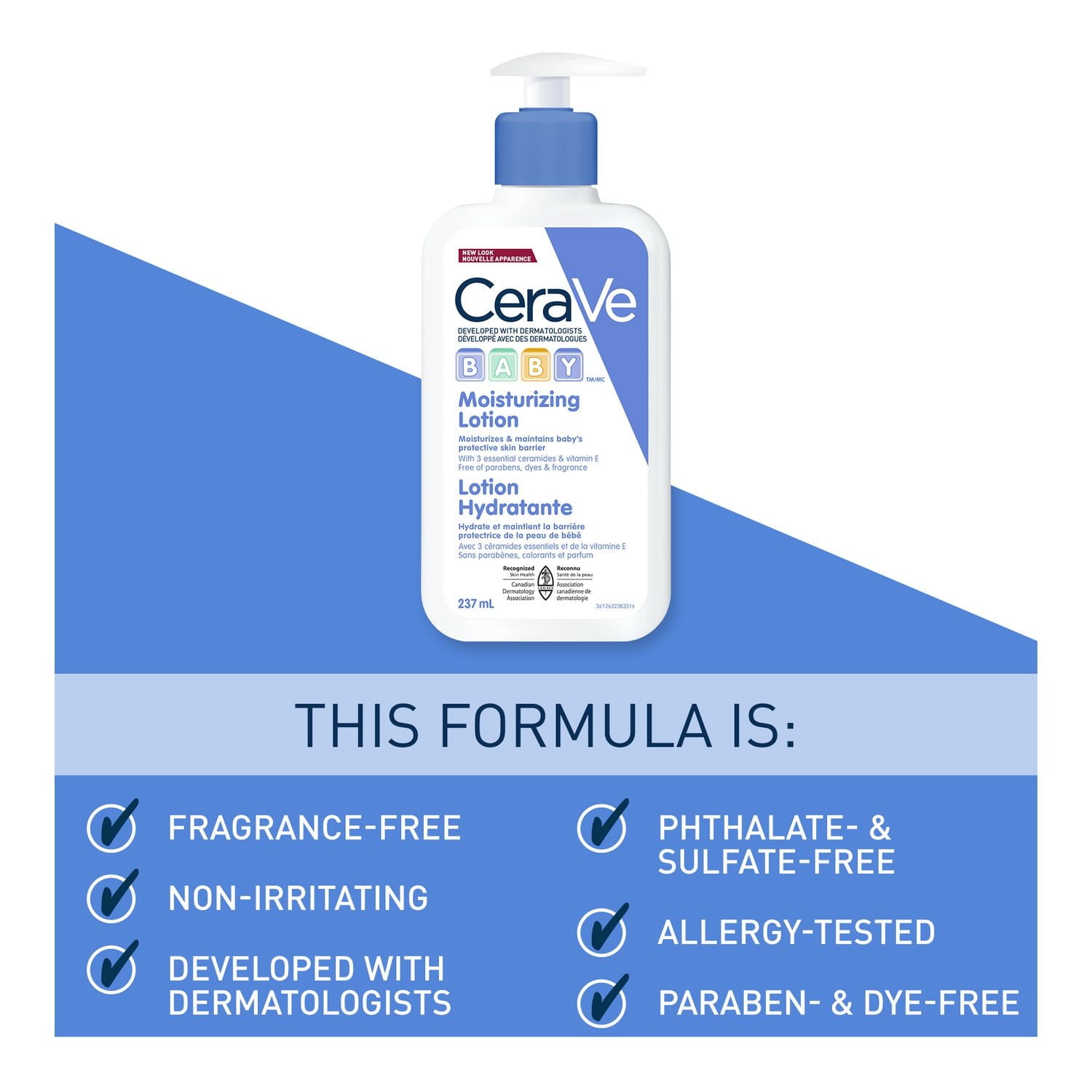 CeraVe Lotion Hydratante pour Bébé, Lotion pour Bébé Légère avec des Céramides et de la Vitamine E, 237mL