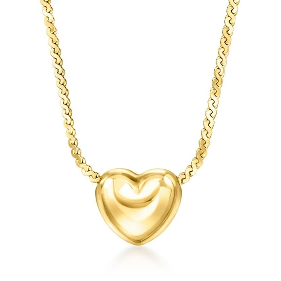 Pure Collection by Ross-Simons Italian 18kt Gold Over Sterling Puffed Heart Necklace, Women's, Adult