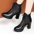 thumbnail image 2 of NECHOLOGY Botas Mujer Adulto Femenino Zapatos Botines de mujer Botas de tacón con cordones, botines negros clásicos de moda, nuevas botas transpirables de malla de tacón grueso (Black, 7.5), 2 of 6