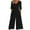 Black, variant on Jumpsuits for Women Dressy Short Sleeve Smocked High Waist Wide Leg Pants,Women's Summer Fashionable and Comfortable Solid Color Short Sleeved V-neck Jumpsuit,Orange,XXL