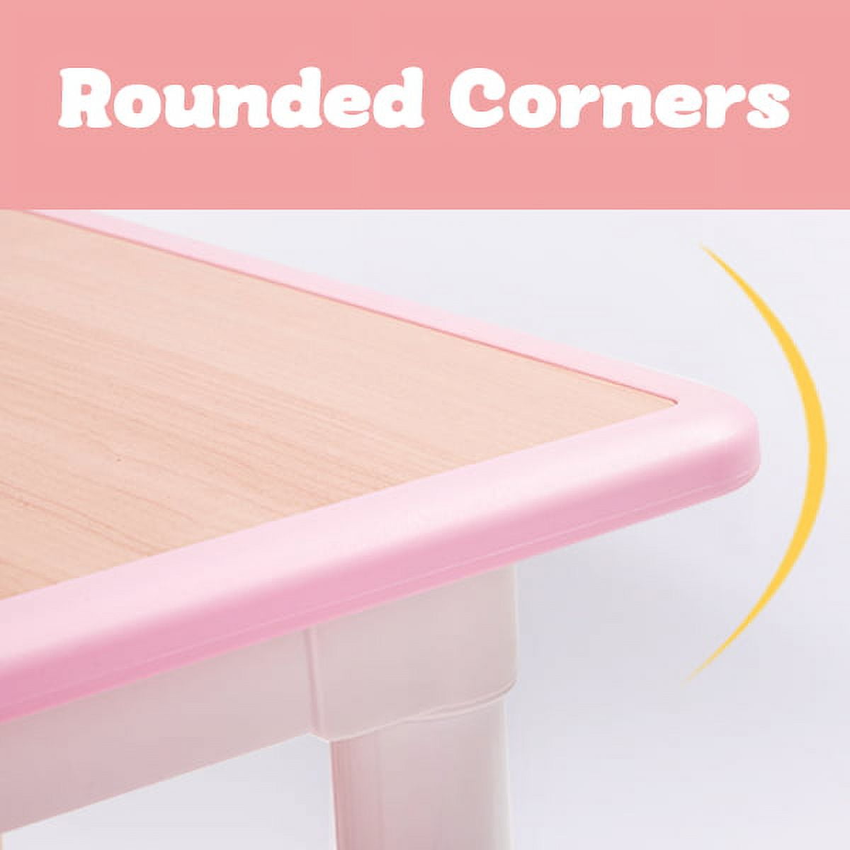 FUNLIO Kids Table and 2 Chairs Set Pink, Height Adjustable Toddler Table and Chair Set for Ages 3-8