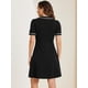 thumbnail image 4 of Vestido evasé texturizado Allegra K de manga corta con media tapeta y cuello en V Negro XL, 4 of 4