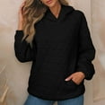 thumbnail image 2 of Women's Fashion Tops Hoodies for Solid Color Hooded Sweatshirt With Casual Style Pockets And Quilted Long Sleeved Top, 2 of 6