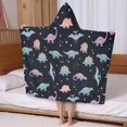 thumbnail image 5 of Black Dinosaurs Stars Pterosaurs Pattern Hooded Bath Towel，50"x30" for Ages 3 To 12 Kids, Quick Dry Lightweight Soft Microfiber Hood Beach Towel Cover Up for Kids, 5 of 7