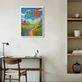 thumbnail image 2 of COMIO  Fantasy Framed Wall Art, Surreal Candy Land Delicious Lollipops and Sweets Sun Cheerful Fun Print, Decor with Teak Tone Wood Frame Home &amp; Dorm Decor, Green Blue Red 12x16in, 2 of 4