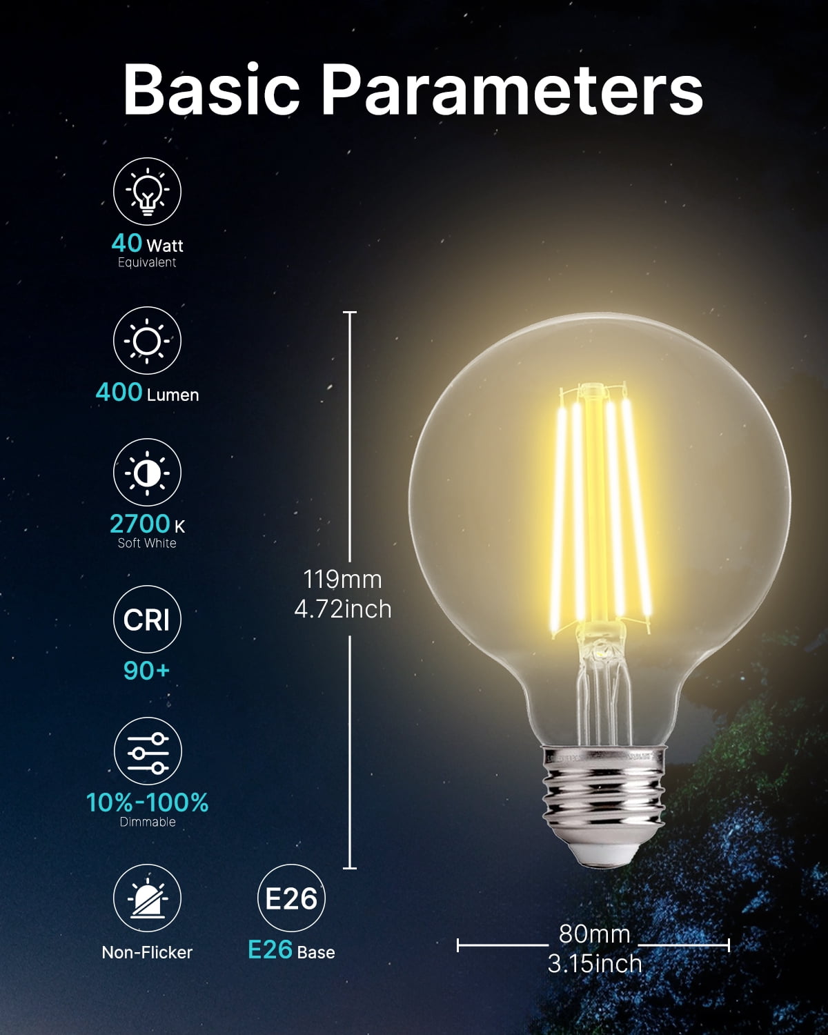 LUZIXIBO 6 Pack G25 LED Globe Edison Bulbs for Bathroom Vanity & Mirror Lighting, 2700K Soft White, CRI90+ Dimmable, 40W Equivalent, 400LM, E26 Base, Clear Glass Decorative Bulbs, UL Listed