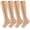 Beige, variant on 2 Pairs Zipper Compression Socks for Women Men 15-25 mmHg Open Toe Knee High Support Socks