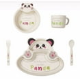 thumbnail image 2 of Latest Fiber Kids Toddler Thanksgiving Gift Plate set Tableware Baby Fiber Bowl Cup Dinnerware Set for Home Day Care 1 Plate 1 Bowl 1 Cup 1 Spoon 1 Fork 5pcs/set (Panda), 2 of 5