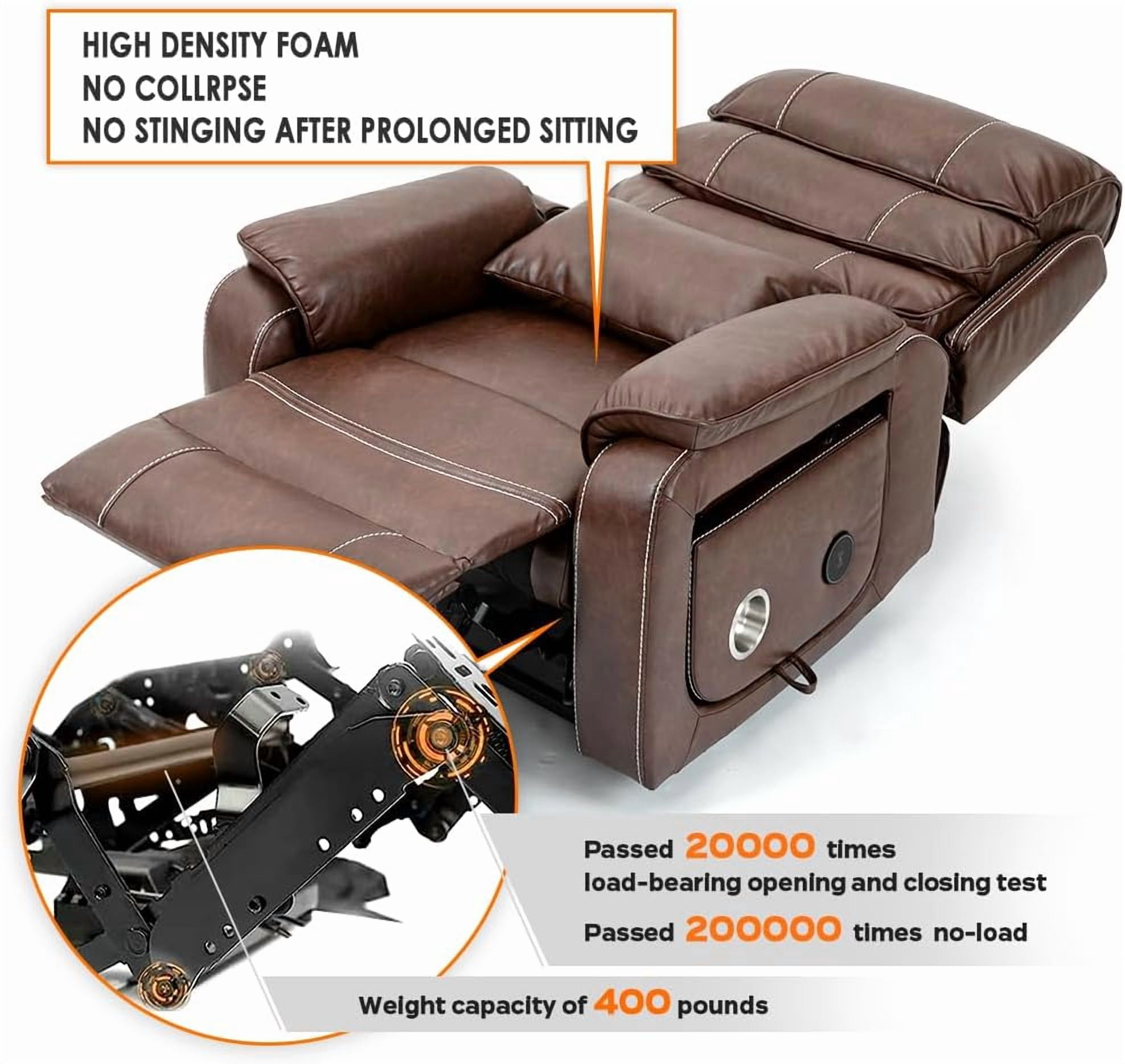 LITVZ Large Lift Chairs Recliner for Elderly, Infinite Position Dual Motor Power Lay Flat, Stand Up Recliner Lift Chair with Massage and Heat, Lumbar Pillow, Wireless Charging & Cup Holder