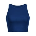 thumbnail image 5 of Hauts Courts Unis Débardeur pour Femme Couleur Sans Manches Col Rond Blouse pour Femme, 5 of 5