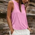 thumbnail image 2 of oqasdz T Shirts for Women Crew Neck Solid Color Sleeveless Soft Tank Blouse with Hollow Detail for Ladies Daily Wear Casual Summer T-Shirt, 2 of 7
