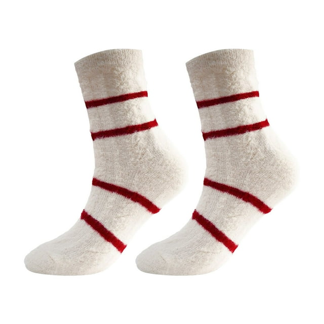 Chaussettes de Robe en Velours Rouge Hiver Chaussettes Natales Rouges Australie Velours Chaleur Épaissies Rembourrées Chaussettes de Sommeil Chaussettes de Sol à la Maison Bas Femme Dessus en Velours Rouge