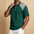thumbnail image 7 of Fabrcox Mens Short Sleeve Polo Shirts Collared Henley Men's Linen Shirts Lightweight Relaxed Fit Color Block Travel Outdoor Mens Golf Shirts Green XXXL, 7 of 7