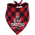thumbnail image 1 of Première Bandana de Noël pour Chien, Foulard Chiot à Carreaux Rouges, 1 of 3