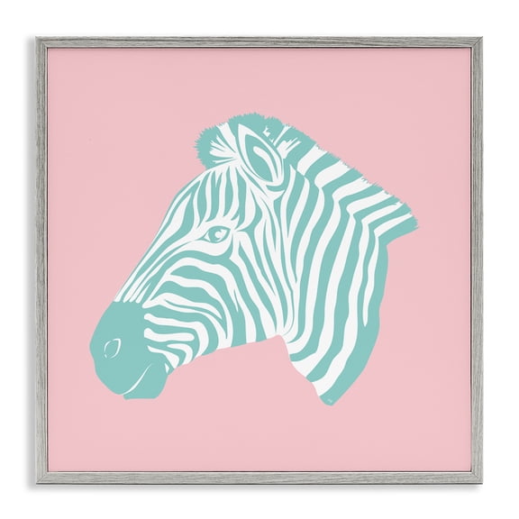Stupell Industries Modern Pink & Blue Zebra Gray Framed Giclee Art, 12 x 12, by Martina Pavlova