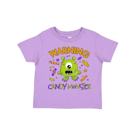 

Inktastic Warning Candy Monster with Candy and Cute Green Monster Gift Toddler Boy or Toddler Girl T-Shirt