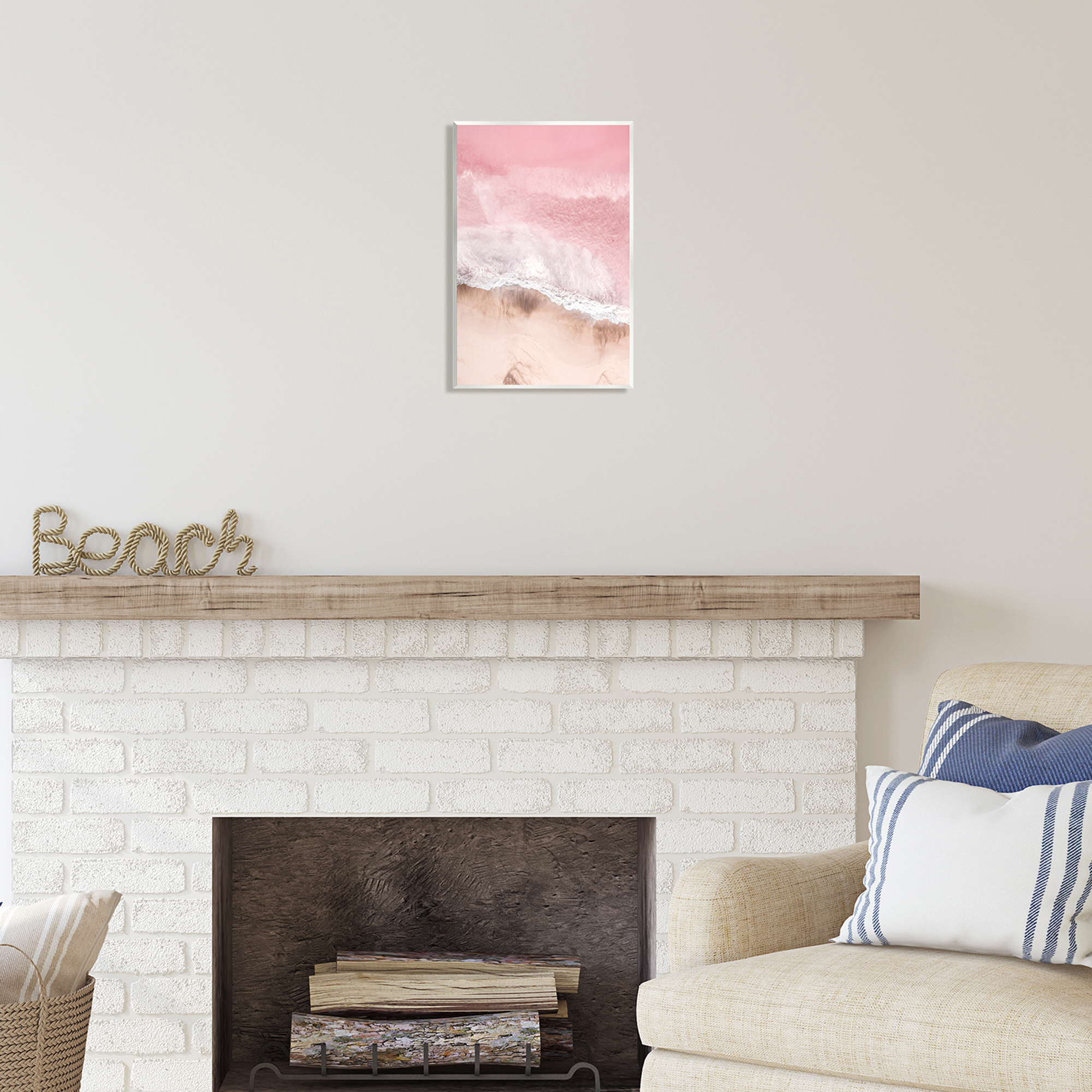 Stupell Industries Pink Sea Beach Shore Nature Photography Unframed Art Print Wall Art, 10 x 15