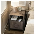 thumbnail image 4 of Fluted Nightstand with Charging Station, 2-Drawer Grey Wash Nightstand, Farmhouse Bedroom Side Table with USB Ports, Modern Textured Nightstand, 4 of 7