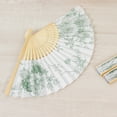 thumbnail image 3 of Efavormart 5-Pack Paper Folding Fans in Blue French Toile Pattern, Handheld Party Favors Fan in White & Sage Green Toile, 3 of 5