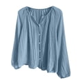 thumbnail image 5 of Cmfcve Long Sleeve Gauze Shirts for Women Collar Button Down Shirts Summer Sheer Mesh Beach Cover Up Tops, 5 of 9