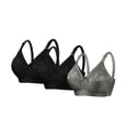 thumbnail image 1 of Sujetadores Cómodos para las Mujeres Más Tamaño Color Sólido Encaje Empalme Correas Ajustables, Sujetadores de Encaje para las Mujeres Uso Diario Suave Transpirable 3 Paquete, 1 of 2
