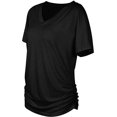 thumbnail image 5 of Hauts à Manches Courtes pour Femmes, Hauts d'Été, Chemise Basique à Col en V (Blanc G), 5 of 5