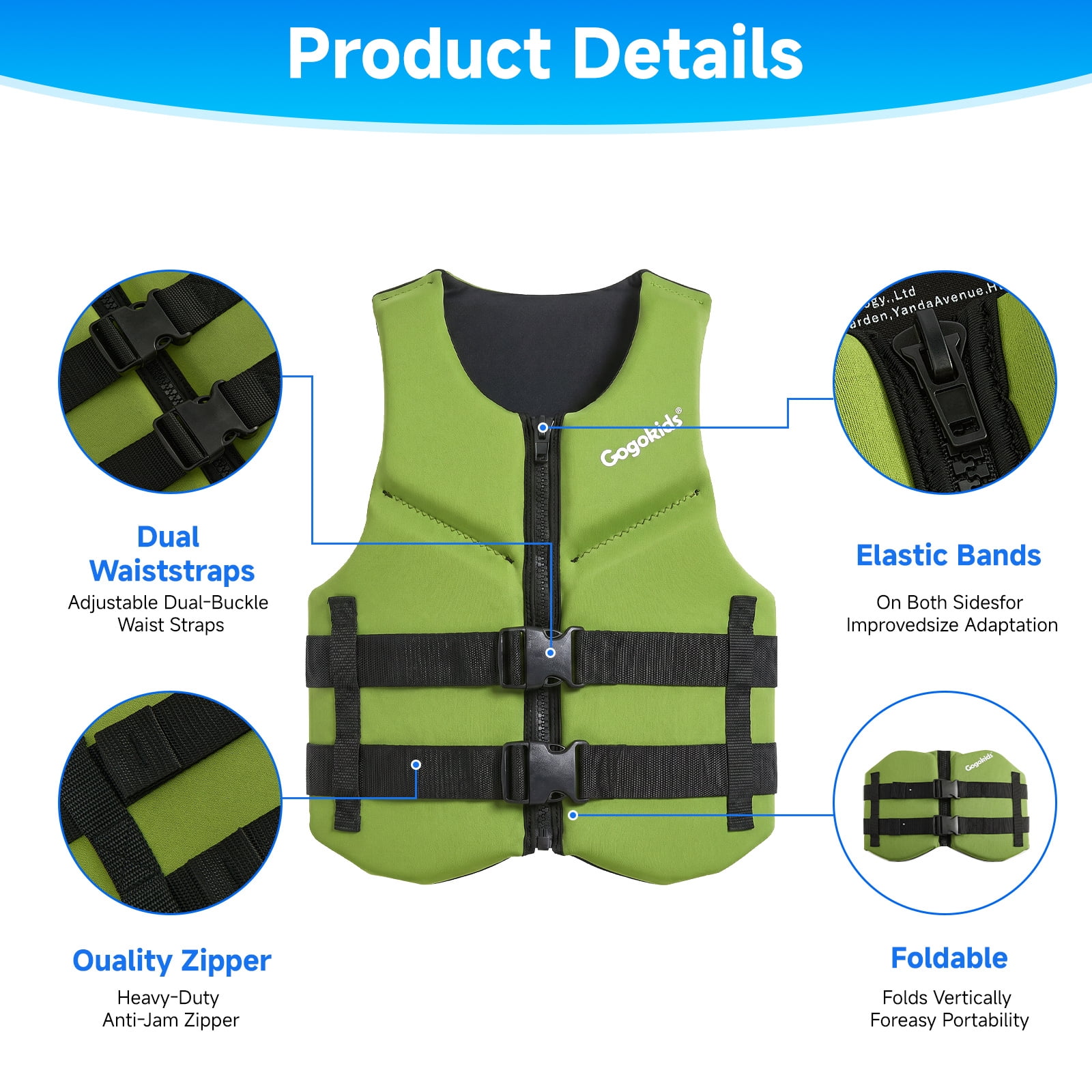 Gogokids Life Jacket Swim Vest for Adult Women men,Foldable Buoyancy Vest with Dual Buckle,Float Jacket for Boating,Kayaking,Swimming,Paddle and Fishing